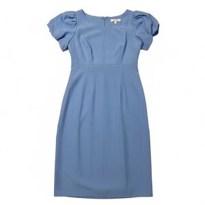 Elegant Blue Puff Sleeve Dress